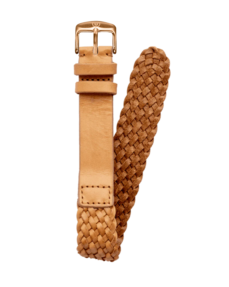 20mm Braided Leather Beige