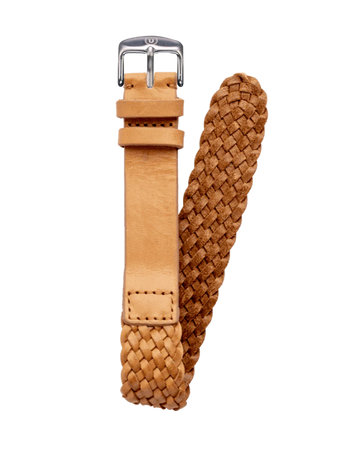 20mm Braided Leather Beige