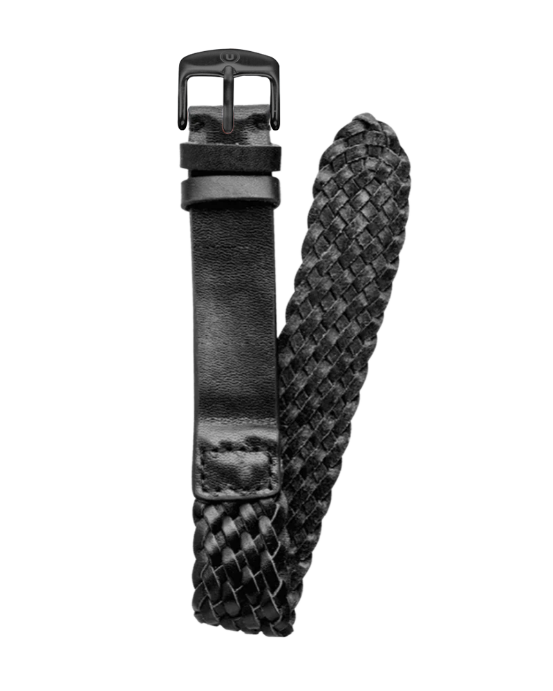 20mm Braided Leather Black
