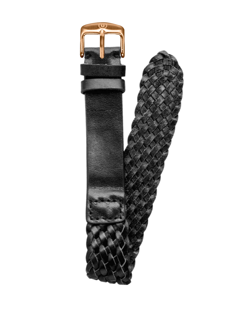 20mm Braided Leather Black