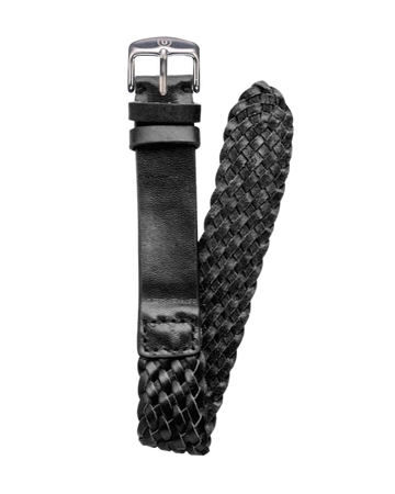 20mm Braided Leather Black