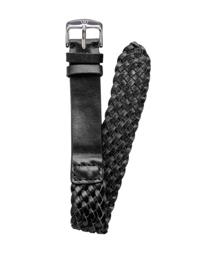 20mm Braided Leather Black