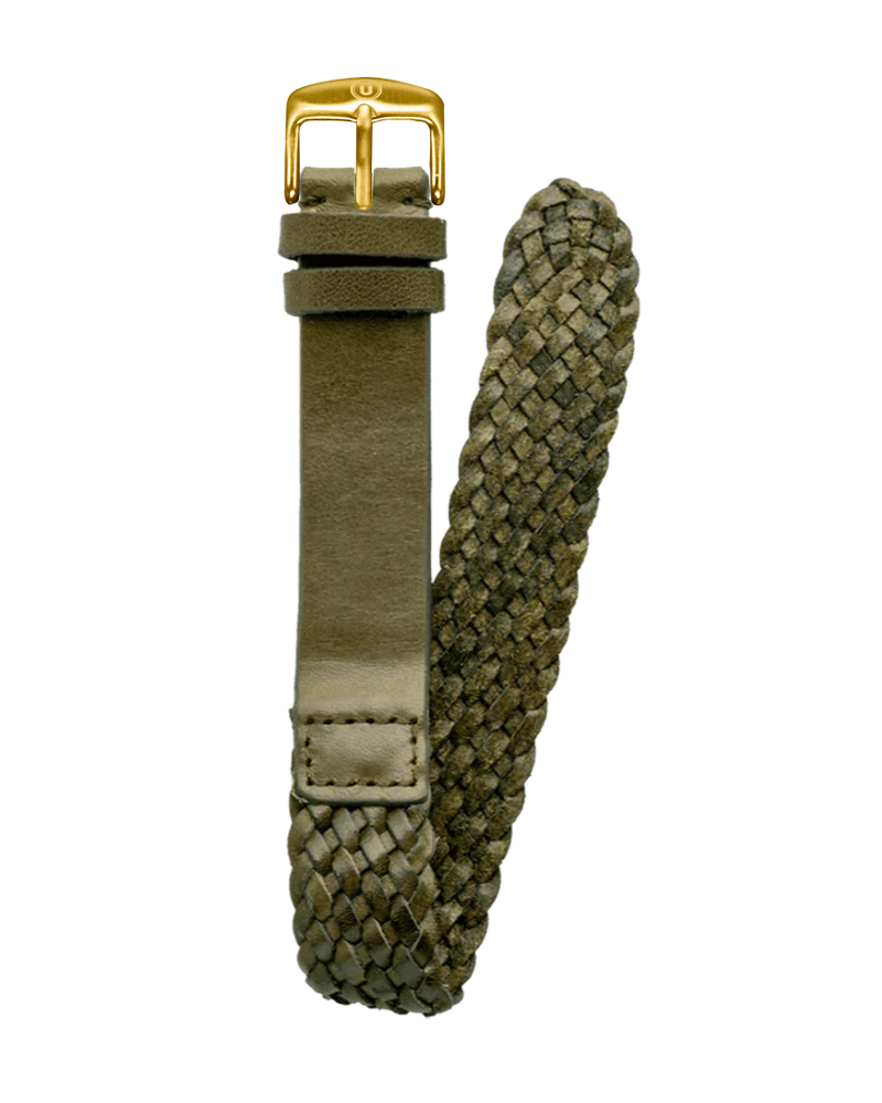 20mm Braided Leather Green