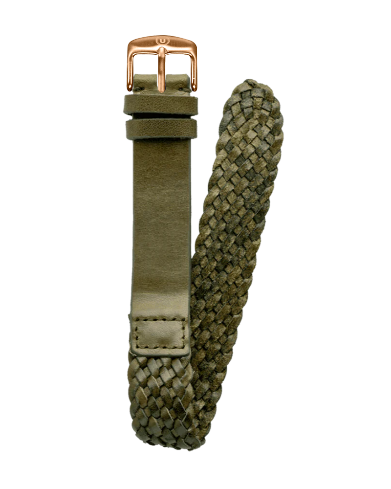 20mm Braided Leather Green