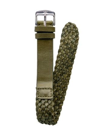 20mm Braided Leather Green