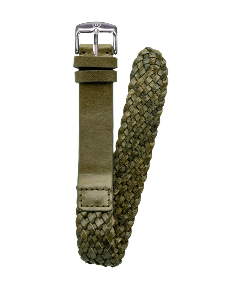 20mm Braided Leather Green