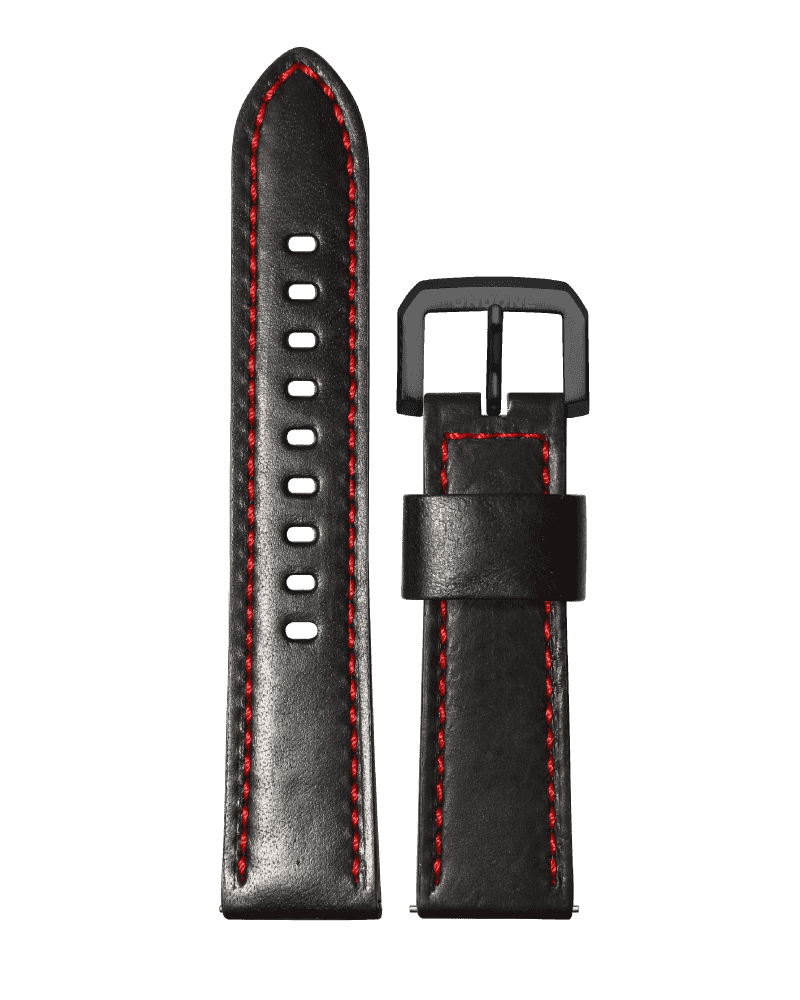 22mm Leather Black/Red