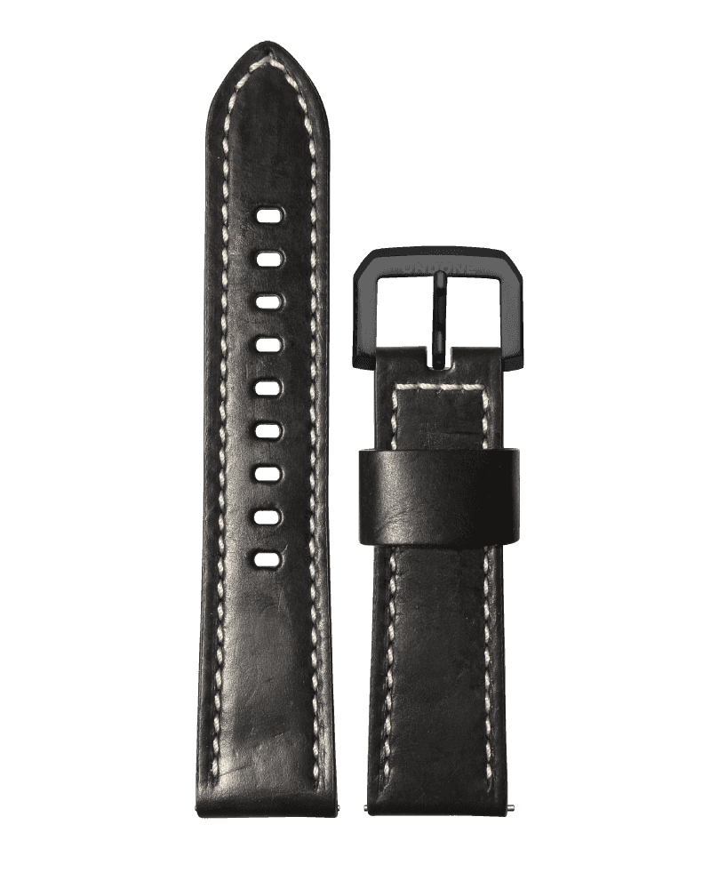 22mm Leather Black/White