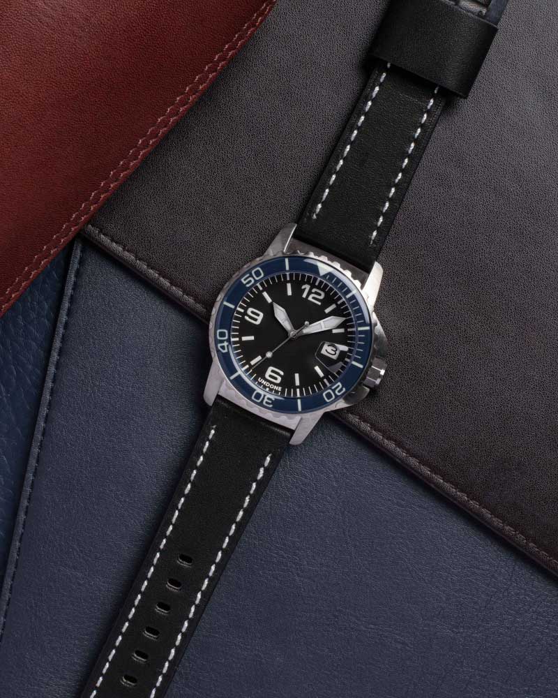 22mm Leather Black/White