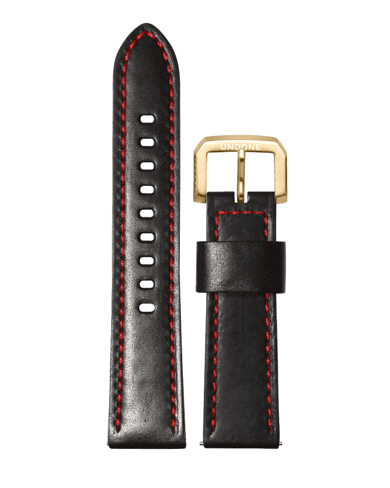 22mm Leather Black/Red