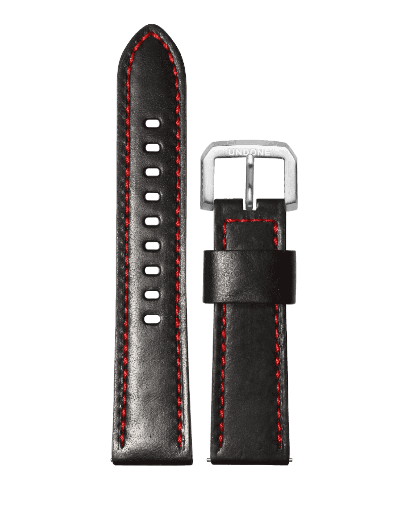 22mm Leather Black/Red