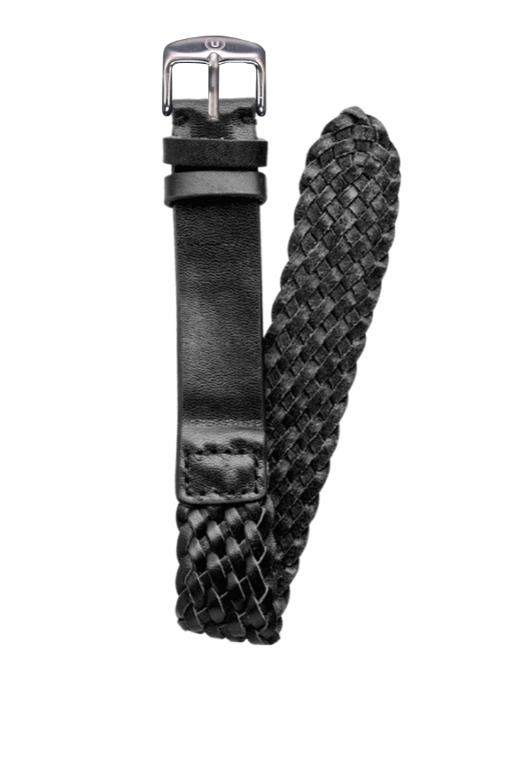 20mm Braided Leather Black