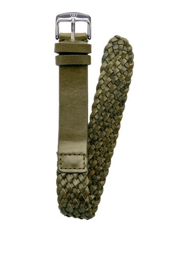 20mm Braided Leather Green
