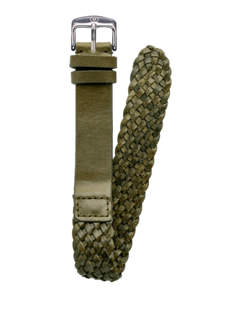 20mm Braided Leather Green