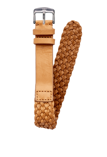 20mm Braided Leather Beige