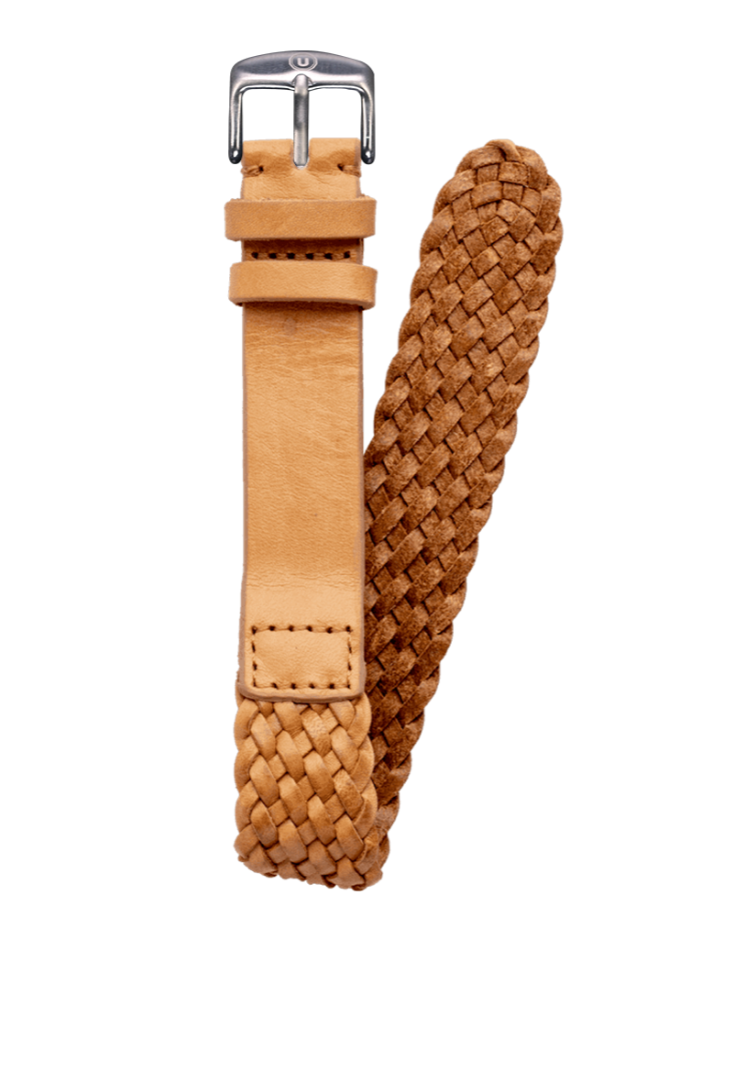 20mm Braided Leather Beige